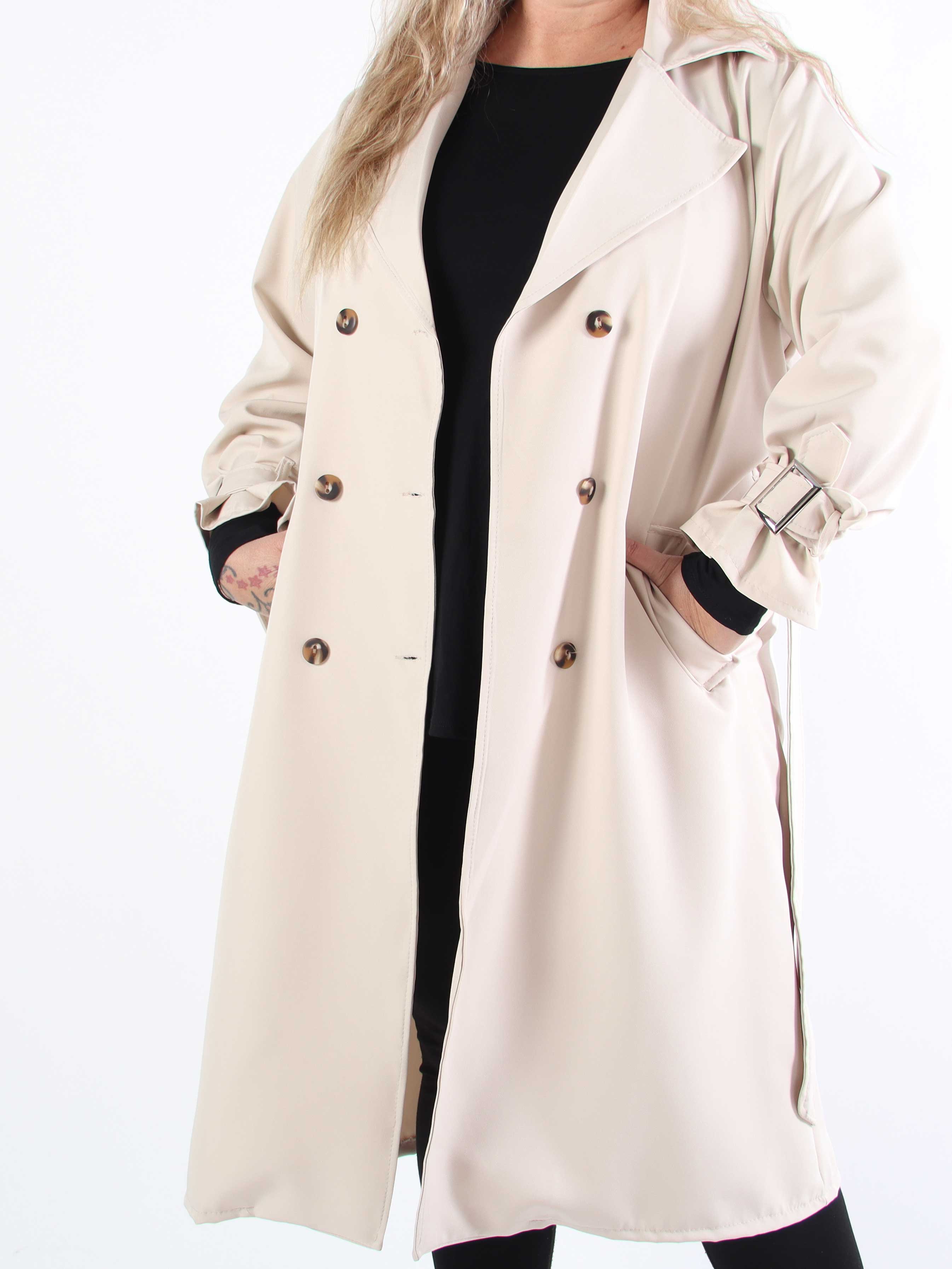 Sharpay - Let plus size trenchcoat med bindebånd
